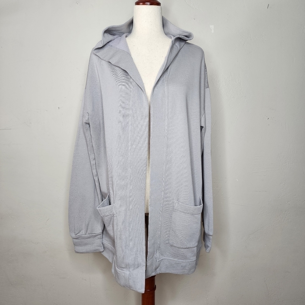 NWT Bobi Los Angeles Grey Hooded Long Sleeve Cardigan Size Medium